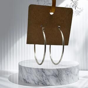 Womens Large Silver toned Pierced Hoop Earrings